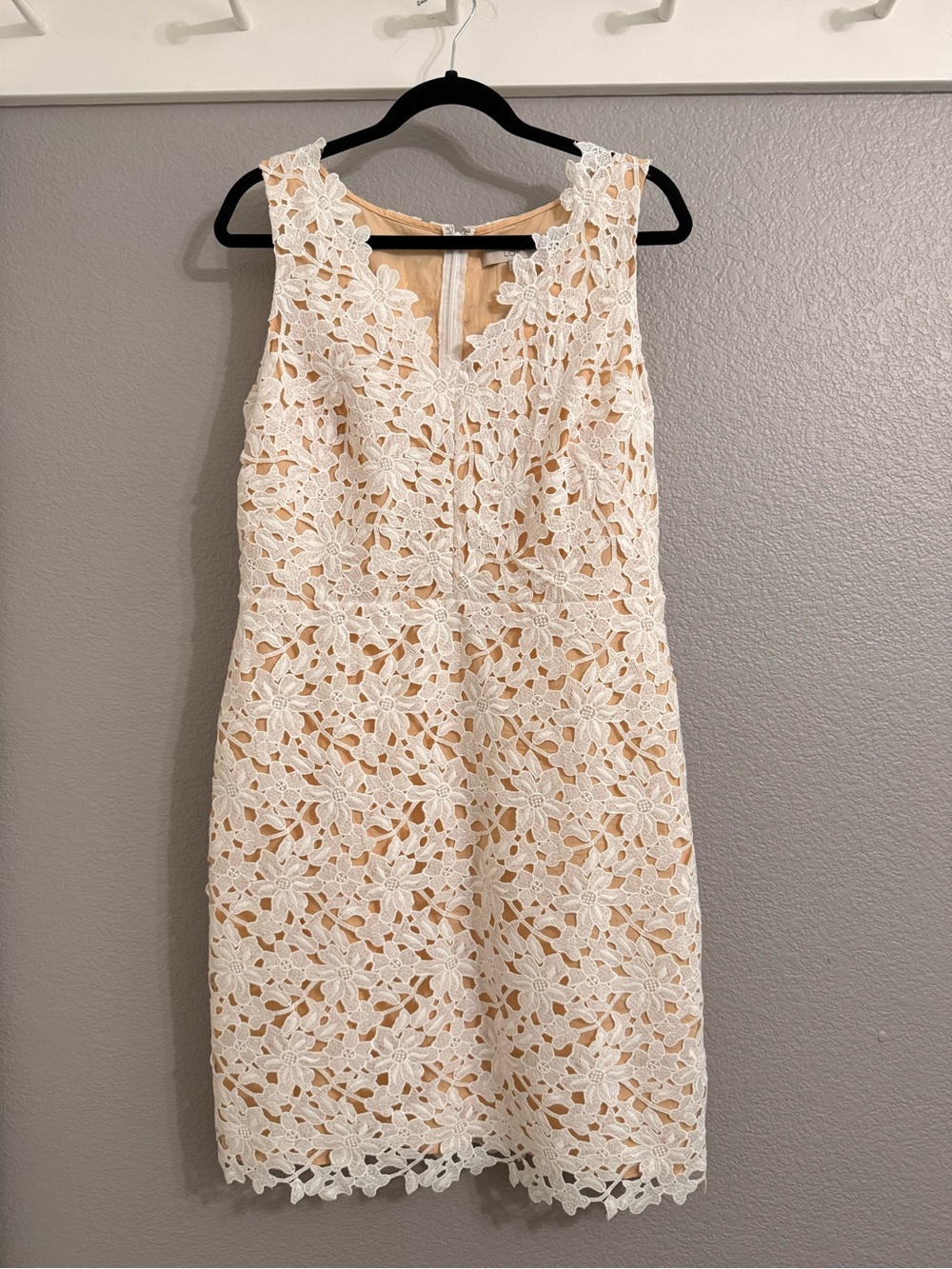 LOFT White Floral Lace Midi Dress